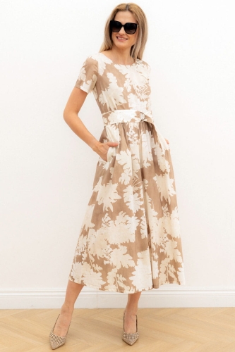 SUKIENKA BONI - BEŻOWE KWIATY