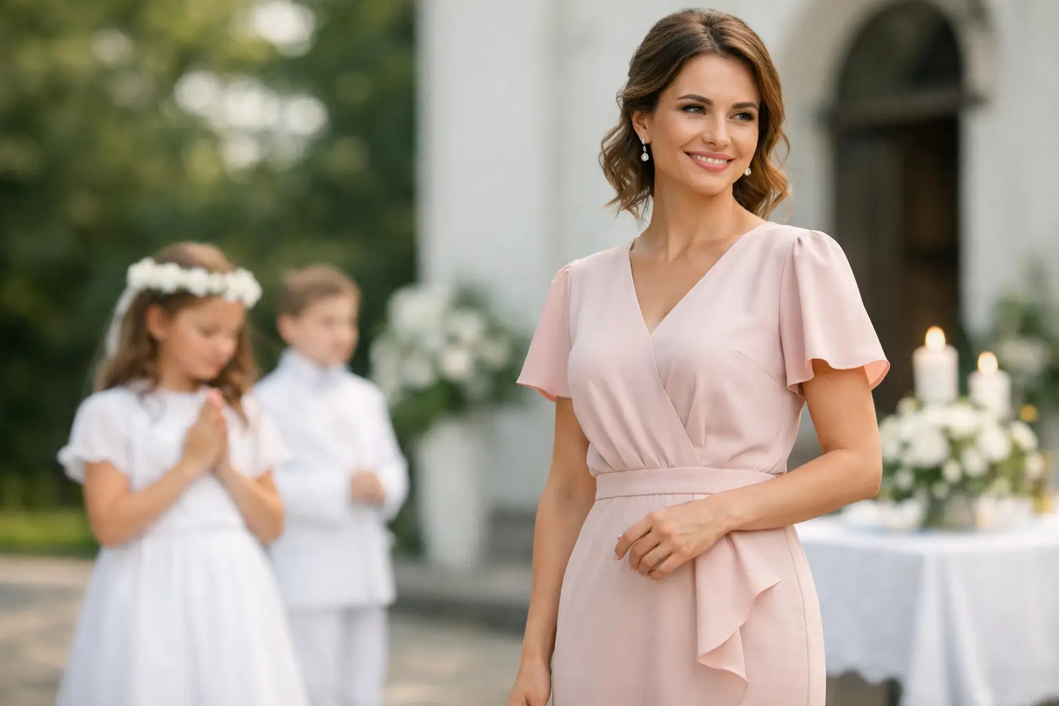 Elegancka sukienka na komunię dla mamy